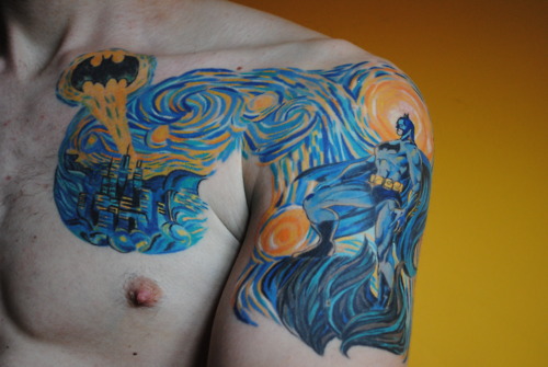 Van Gogh Starry Night Batman Tattoo